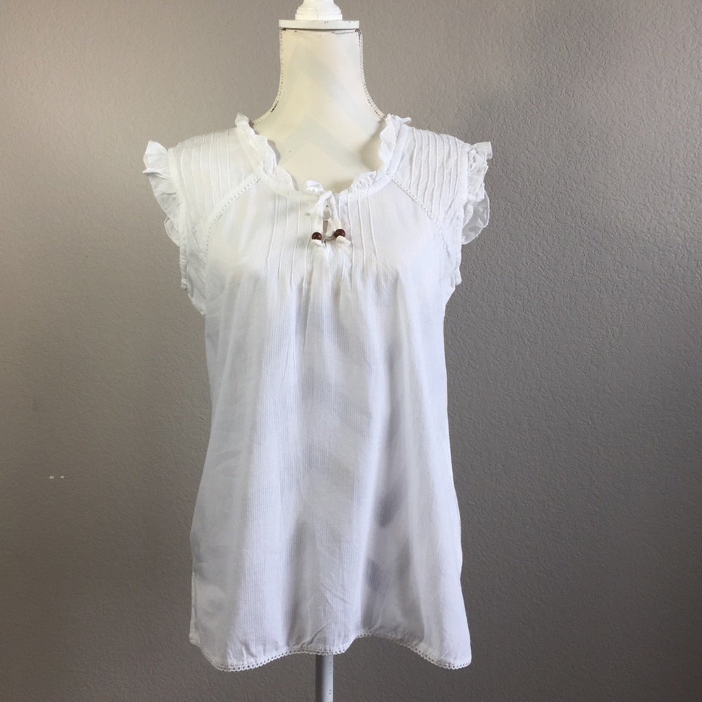 Sacred Threads Ruffle White Top